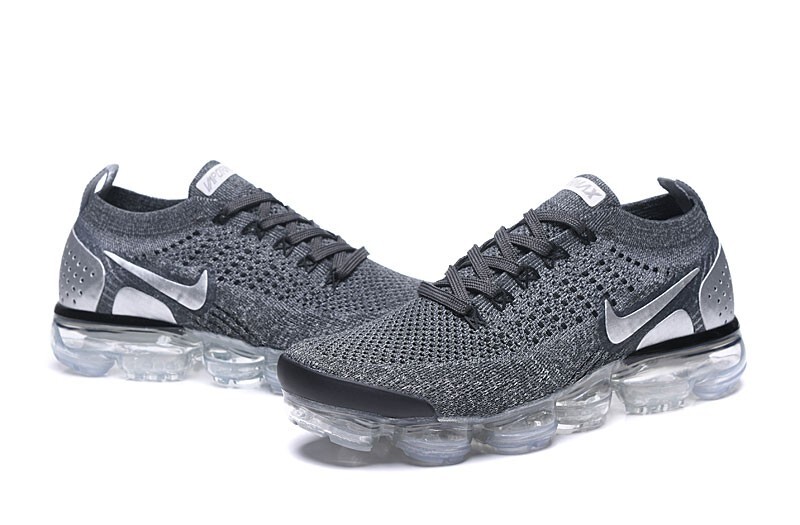 Brand New Nike Air VaporMax Flyknit 2 Silver gray Men's Cushion Sneakers