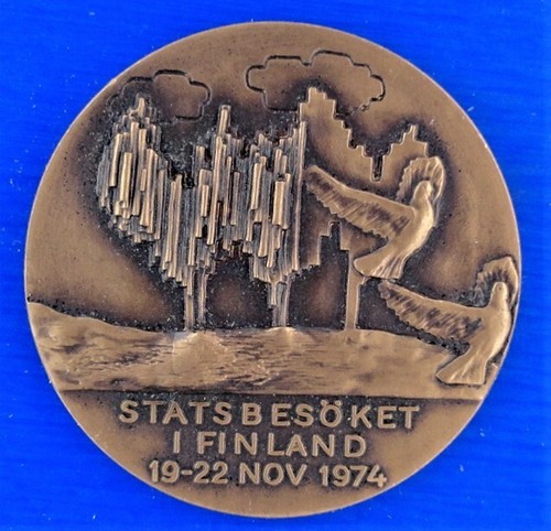 Suecia Rey Carlos XVI GUSTAF visita FINLANDIA 1974, medalla de bronce Ø 35,0 mm 21,90gr - Imagen 3 de 11