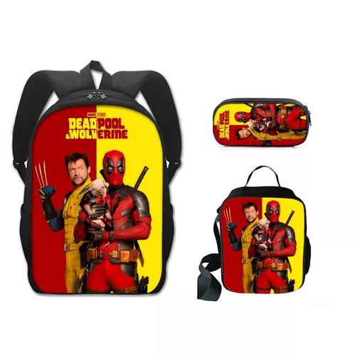 Zaino scuola Deadpool & Wolverine borsa pranzo isolata zaino astuccio matite Regno Unito - Foto 39 di 43