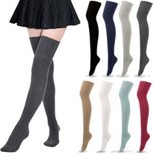 Extra Long Cotton Thigh High Socks Over the Knee High Boot Stockings Leg Warmers