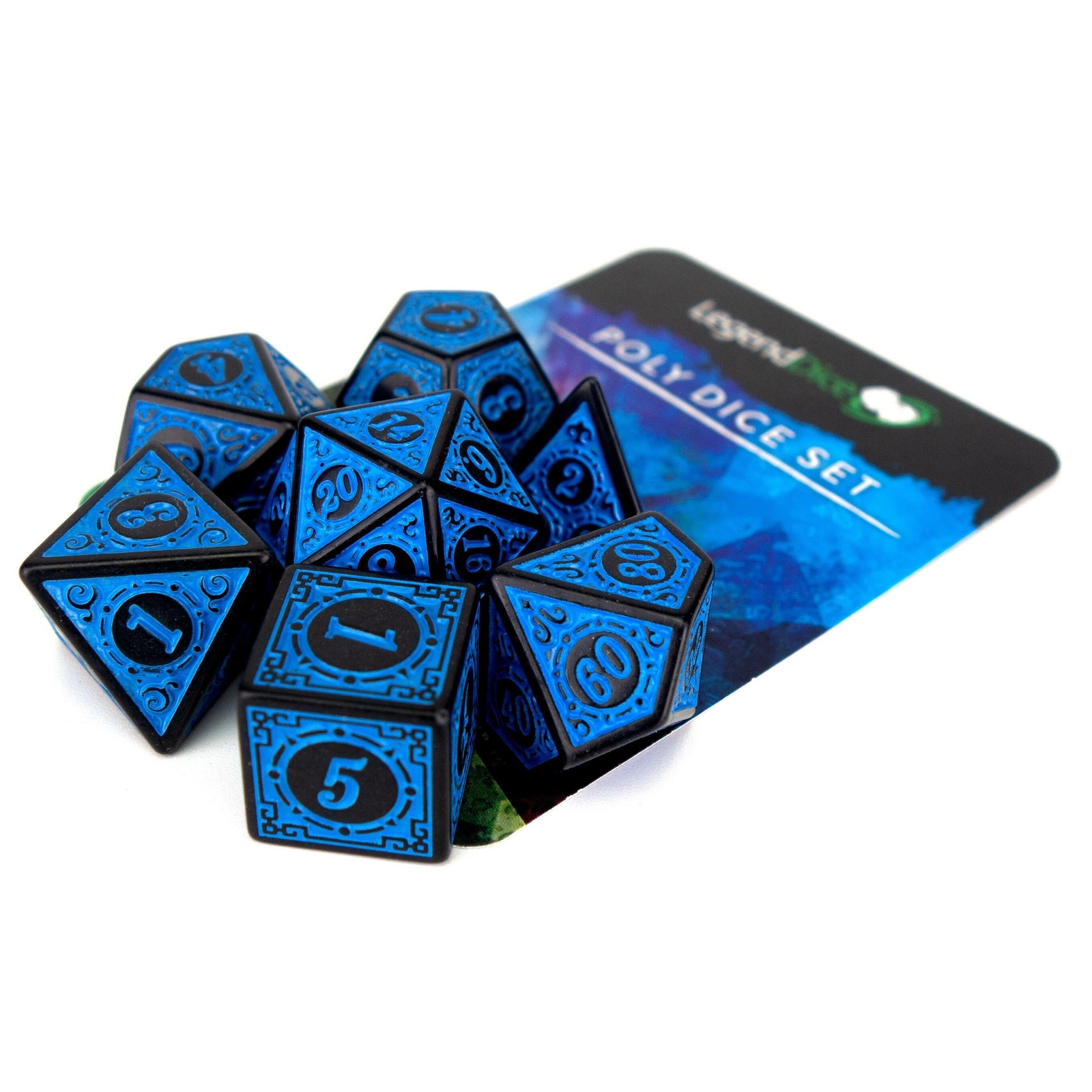 RPG Dice Set - Poly Dice Set - Sigil - Magic Blue
