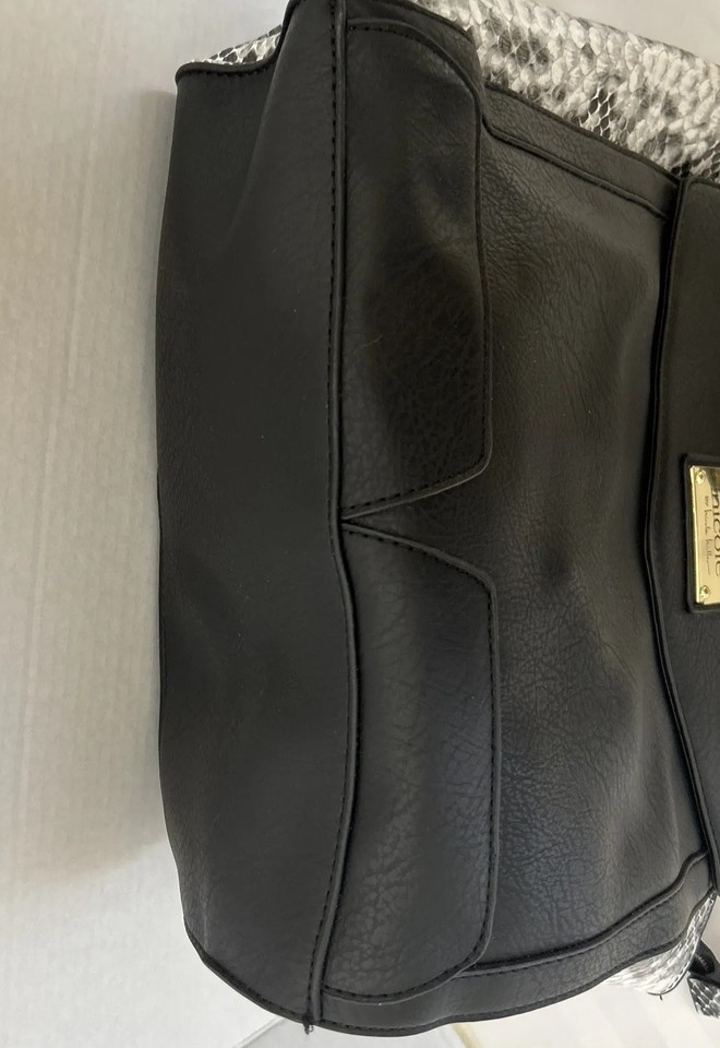 Nicole by Nicole Miller Shoulder Bag black w/side Faux Snake Trim. | eBay