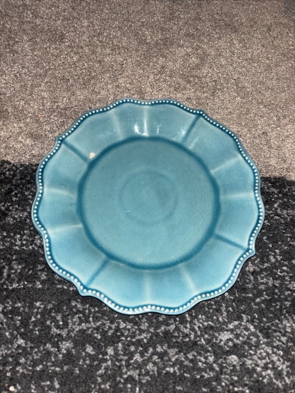 Pioneer Woman 11” Dinner Plates Set Of 4 Blue Denim Floral Ruffle Scalloped Edge