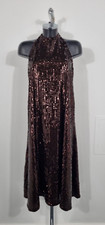 Zara Brown sequin halter neck Dress Size M Brand New