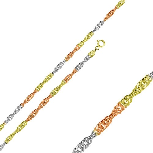 Sterling Silver 3-Tone 1.5mm Italian 
