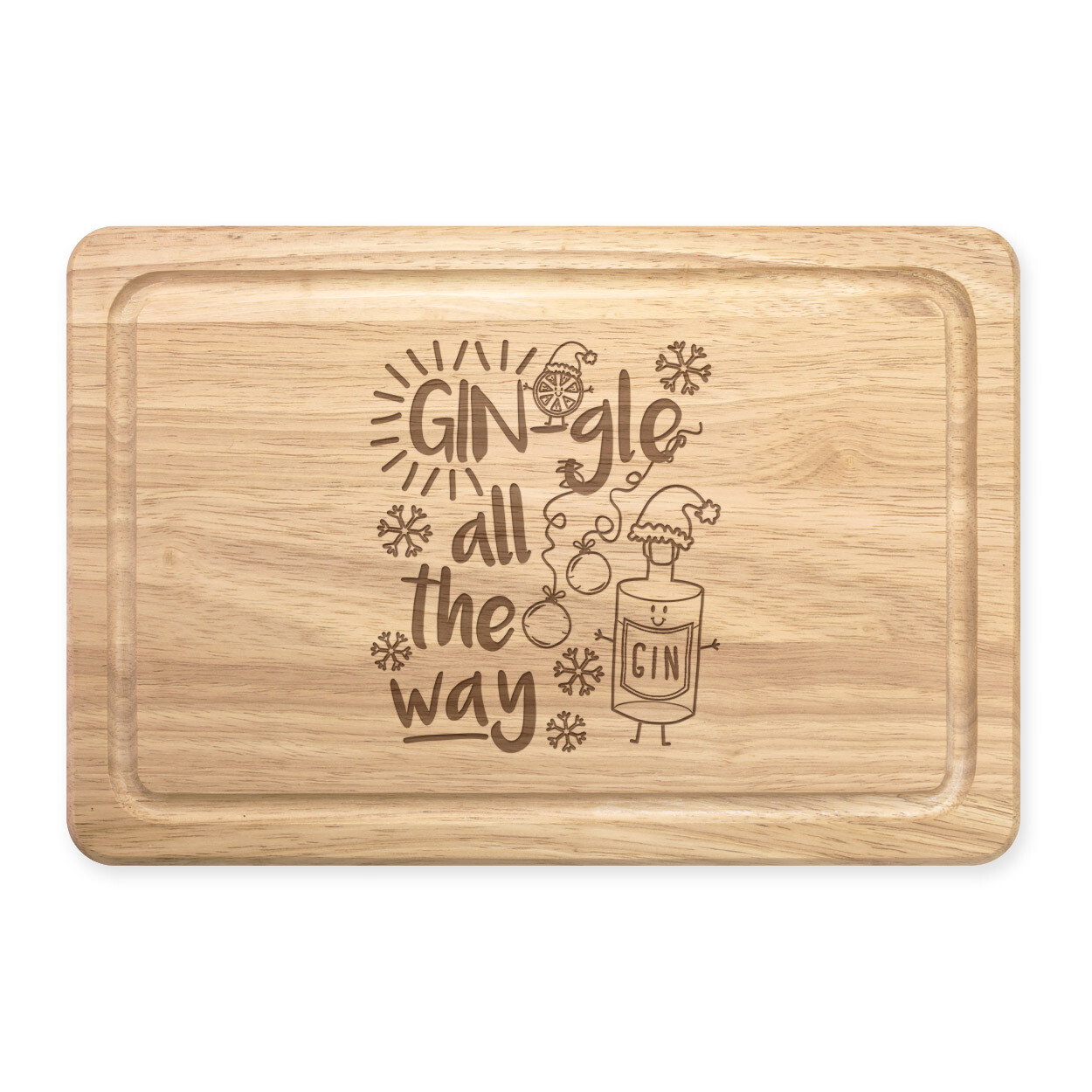 Gin-gle All The Way Rectangular Wooden Chopping Board Gin Jingle Christmas Funny
