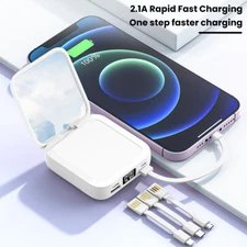 20000mAh Portable Makeup Mirror Power Bank Handheld Mini LED Mirror with 3 Cable