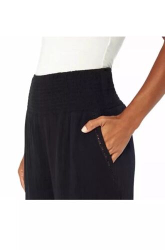 Three Dot Pants Womens Small Pull On Gauzy Bootcut Pockets Black Comfy