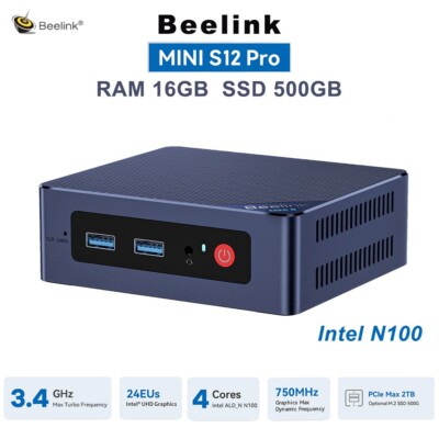 Beelink MINI S12 Pro Intel N100 Office Home Mini PC Gaming 16GB 