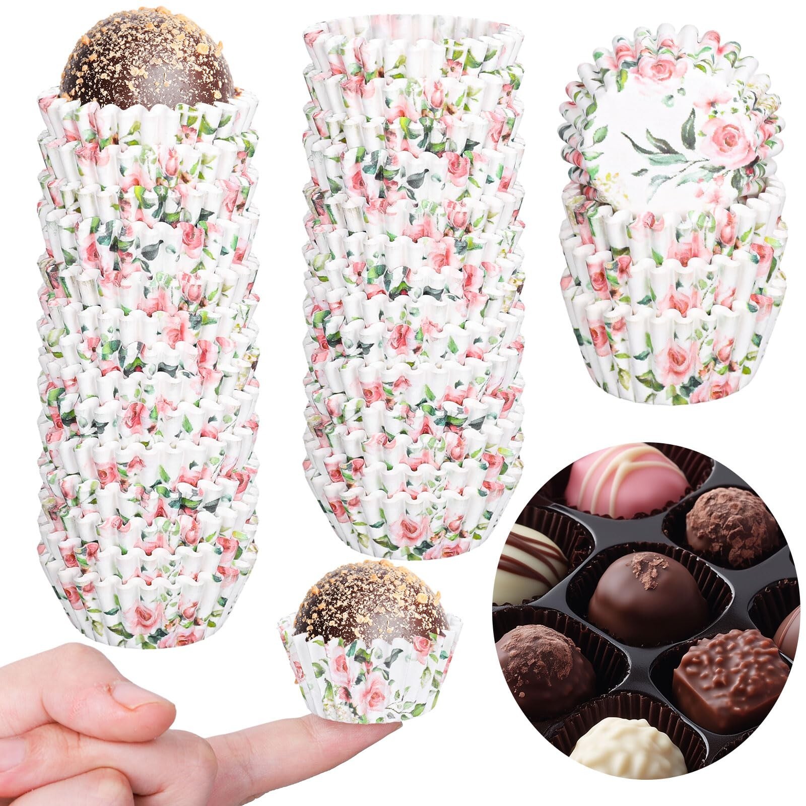 600Pcs Pink Floral Cupcake Liners Spring Baking Cups for Muffins Cupcakes