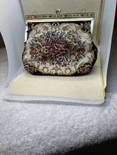 1920-1930's Vintage Mixed Floral Tapestry Needlepoint Purse Point Handbag