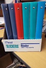 Case of 12 - Mead Slickers 1" Binder Notebook Polethylene 3-Ring Binder Colors