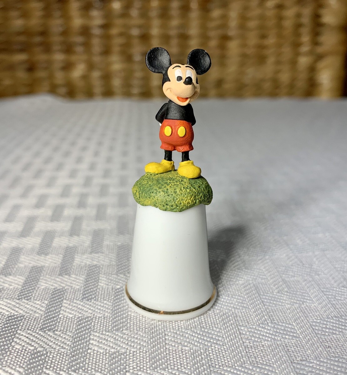 Vintage Disney Sterling Classics Mickey Mouse Porcelain Thimble