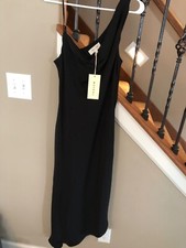 Womens Black Midi Evening Dress M
