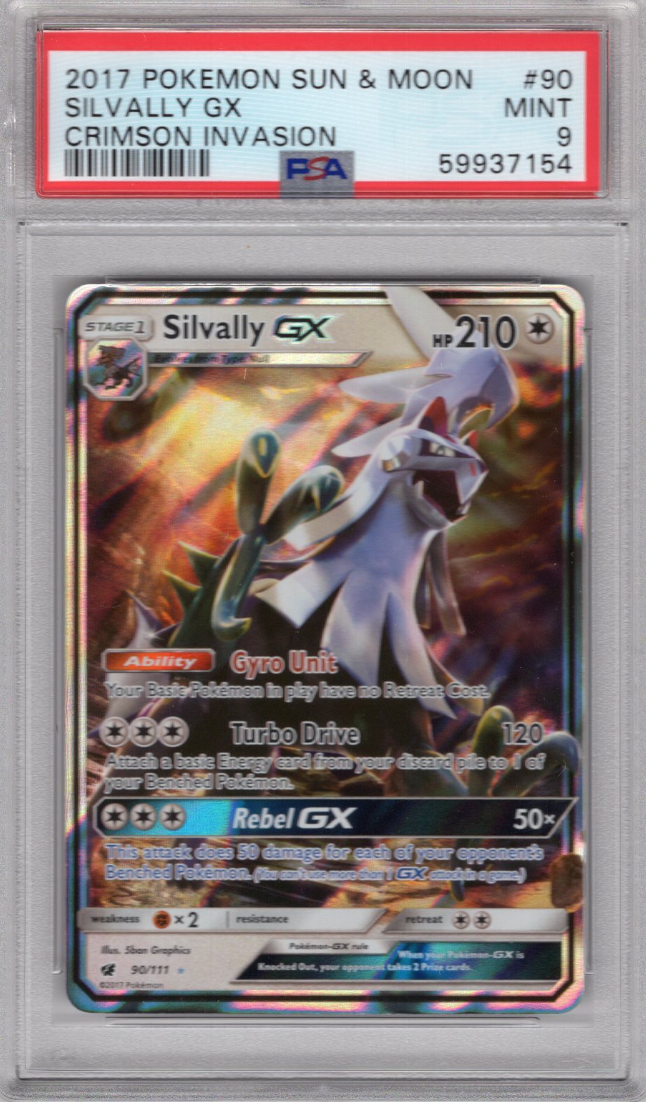 Pokemon Sun & Moon Crimson Invasion Silvally GX 90 PSA 9 MINT