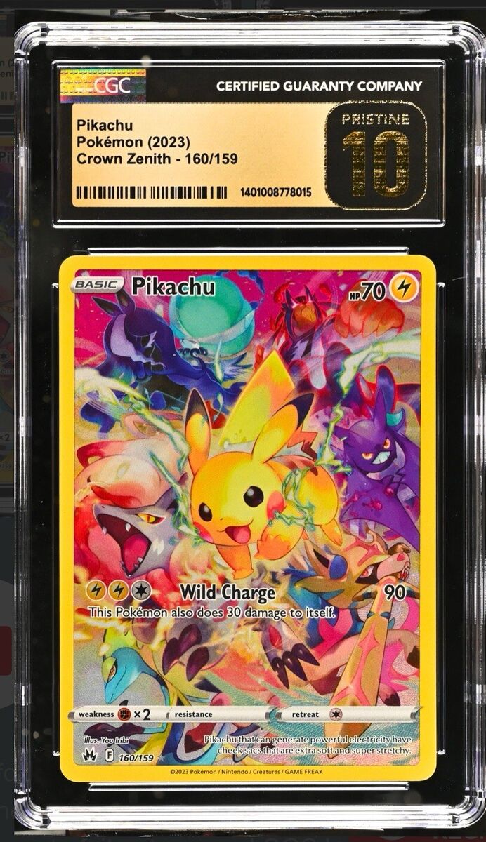 Pikachu (Secret) 160/159 Crown Zenith CGC Pristine 10 | eBay Pikachu (Secret) 160/159 Crown Zenith CGC Pristine 10 | eBay