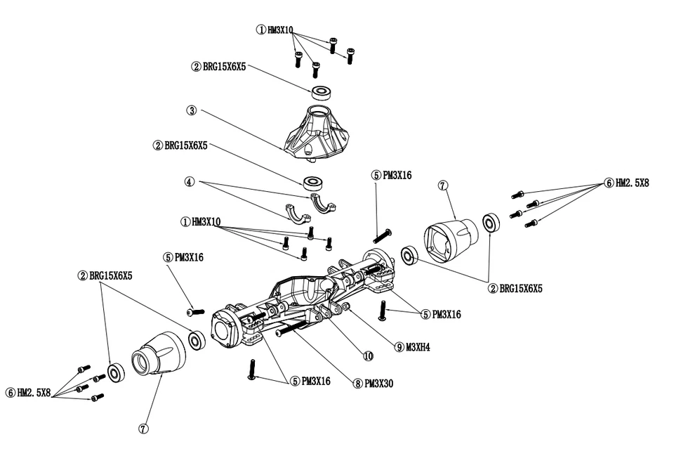 Vitavon LMT CNC Alu#7075 Front&Rear Axle housing for LOSI LMT 1.0 - Image 2 of 4
