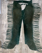 FOREST GREEN WHITMAN WESTERN FRINGE CHAPS MEDIUM BOOTCUT 35'' - 38''