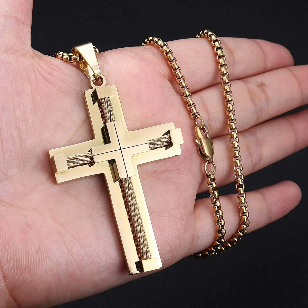 LIFETIME JEWELRY Classic Cross Necklace for Men & Women 24k Real Gold  Plated (Gold Crucifix & Chain) | Amazon.com