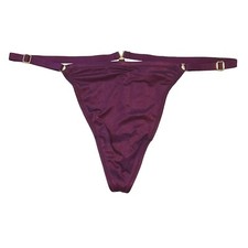 NWT VICTORIA'S SECRET V String Pantie Sz XS-S-M-XL Purple Silky Gold Hardware
