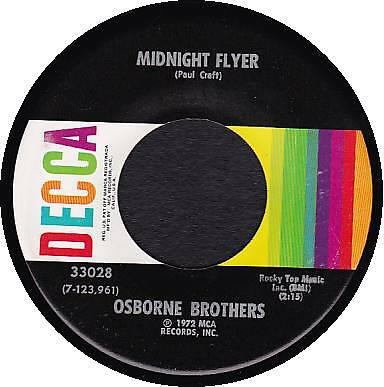 OSBORNE BROTHERS 45 RPM - Midnight Flyer / Teardrops Will Kiss Morning Dew - Picture 1 of 1