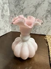 Vintage Fenton Silver Crest Melon Vase 6” Pink