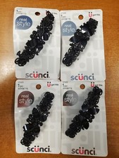 4 Pk: Scunci Real Style Black Metal/Gems Butterfly Barrette Clip 5355 R7P7b