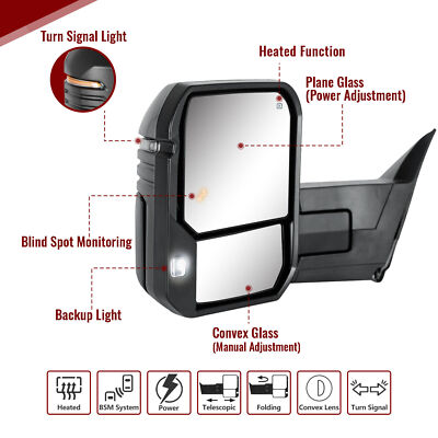 Find NEW POWER HEATED BLACK TOWING MIRROR RIGHT PASSENGER SIDE In ON - Foto 10
