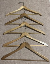 VTG Lot Of 5 Wooden Wood Metal Clothes Suit Hangers Unmarked