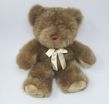 13" VINTAGE DAN DEE BABY BROWN TEDDY BEAR ORIGINAL BOW STUFFED ANIMAL PLUSH TOY