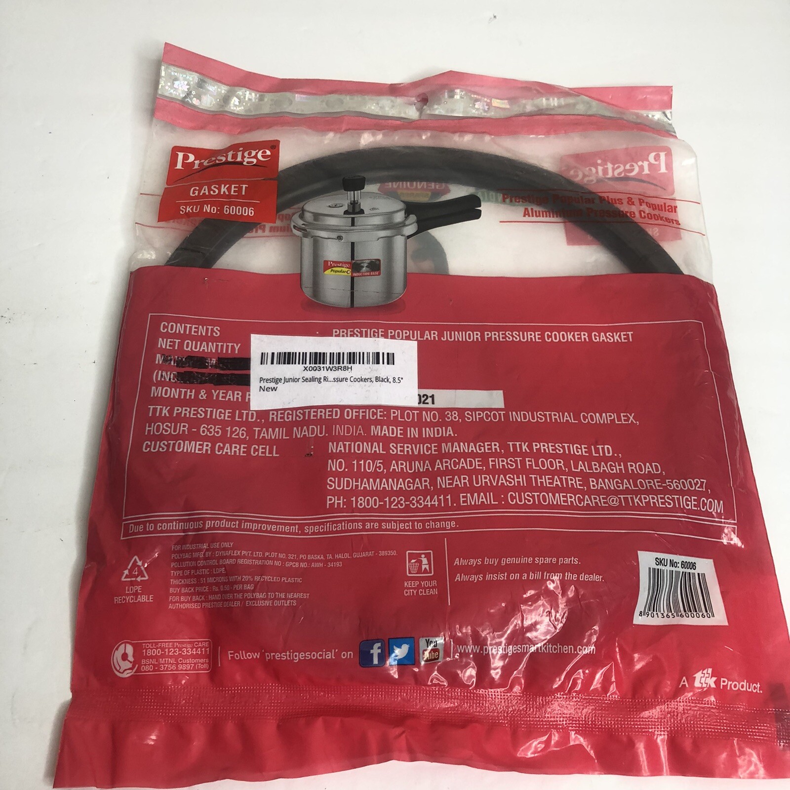 Prestige Popular Gaskets OEM New for 4, 5, 6 Liter Pressure Cooker #60006
