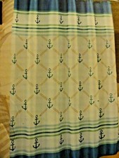 NWT 13 pc Caribbean Joe NAUTICAL Nancy anchors rope fabric Shower Curtain blue