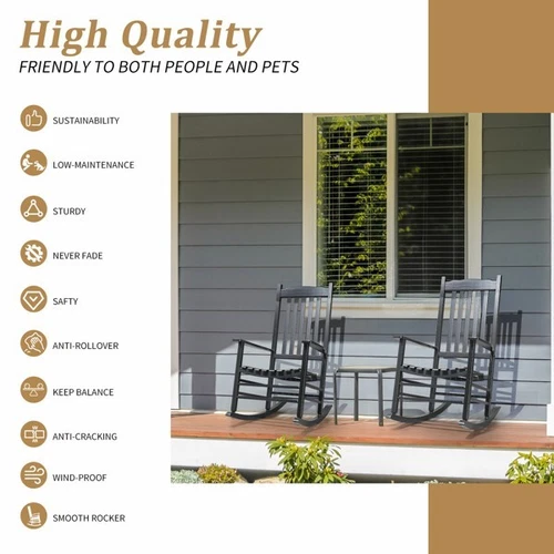 High Quality Square Wooden Rocking Chair Black 68.5*86*115CM - Picture 3 of 13