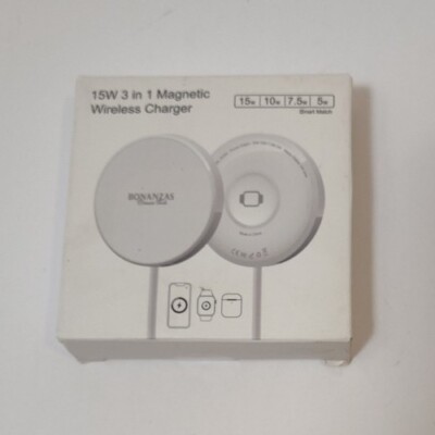 Bonanzas Crown Tech 3 in 1 Double Sided 15W Wireless Magnetic Charger Pad Apple