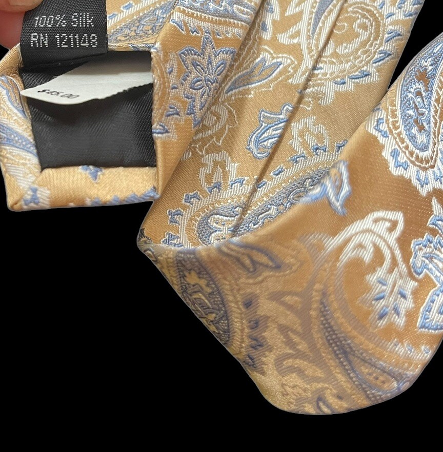 MICHAEL KORS Men's Neck Tie 100% Silk Gold Paisley Standard 58" x 3.5" thumbnail 5