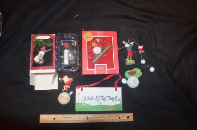 Christmas Ornaments Lot of 7 Golf Themed Santa Hallmark & others
