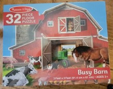 NEW Melissa  Doug Busy Barn Shaped Jumbo Jigsaw Floor Puzzle 32pcs, 2 x 3 feet