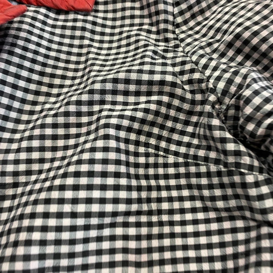 Chaqueta Nina McLemore Para Mujer Mediana Guinga Seda Negro Blanco Rojo Borde Hecha en EE. UU. Foto 3 de 4