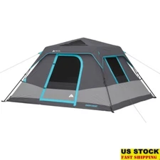 6-Person Instant Cabin Tent Dark Rest Easy Setup Skylights Rainfly Organizer New