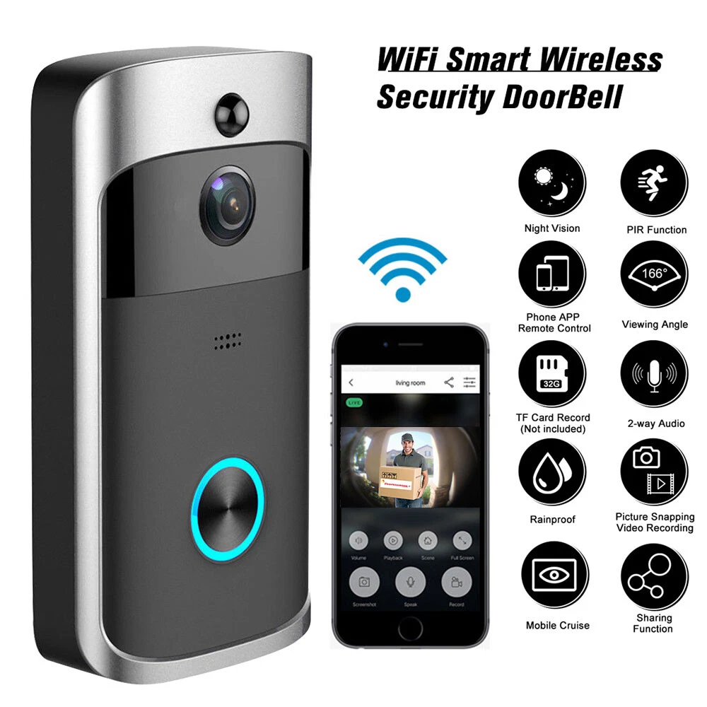 Smart Wireless WiFi Ring Doorbell Phone Door Ring Intercom