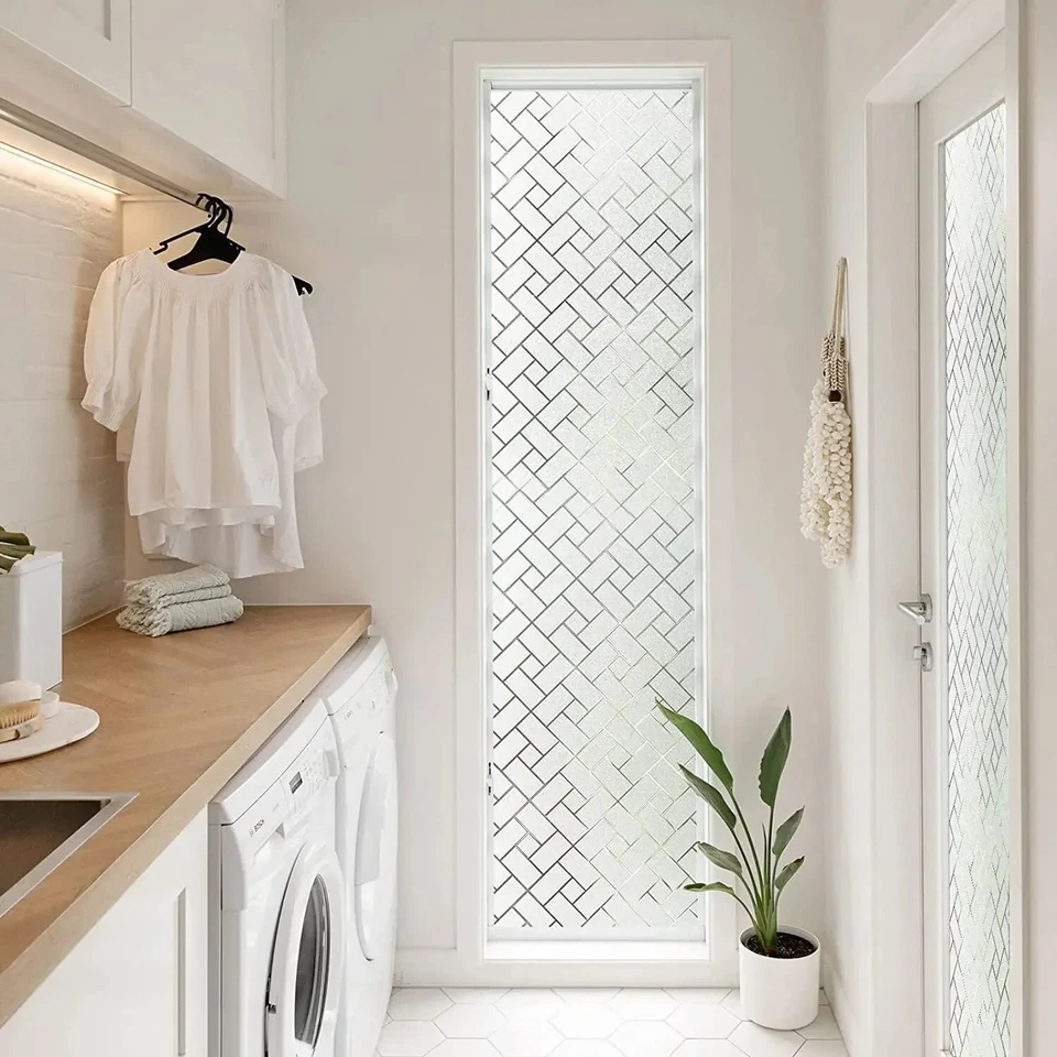 Películas decorativas esmeriladas para ventanas pegatinas privacidad vidrio puerta calcomanías estáticas Foto 4 de 4