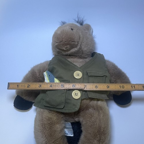 Build-A-Bear Brown Horse Plush With Green Vest & Toy Fish Retired VTG - Picture 8 of 8