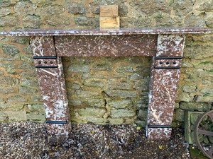 Victorian Edwardian Antique Rouge Marble Fireplace Surround With