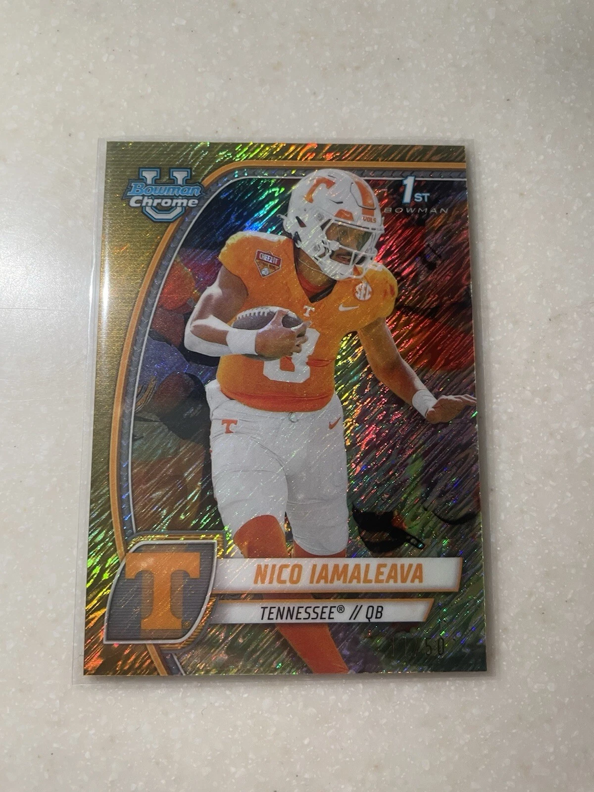2024 Bowman U Chrome Nico Iamaleava Gold Shimmer Rookie /50 1ST RC HOLO PRIZM UT