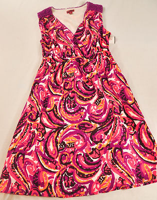 women's Merona purple print dress size small swirls print multi-color cotton mix