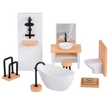 Dollhouse Bathroom Set 1 12 Scale Miniature Furniture Realistic Shower Room A...