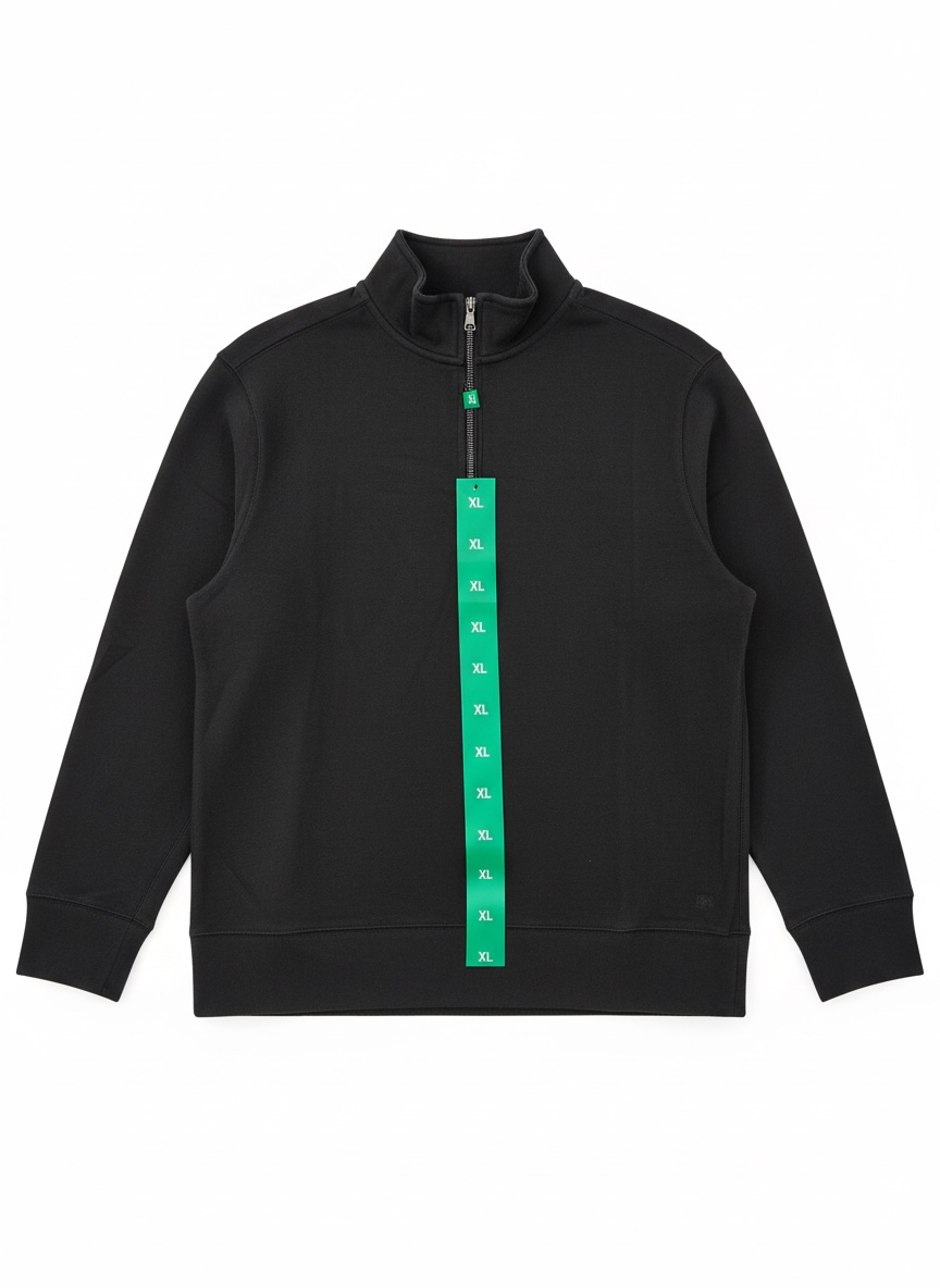 Sweatshirt 1/4 Zip Men X-Large Banana Republic Mens Up Black Navy NEW Cotton-image