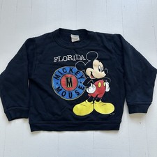 Vintage Disney Toddler Sweatshirt Sz 4 Small Black Mickey Florida 90s Pullover