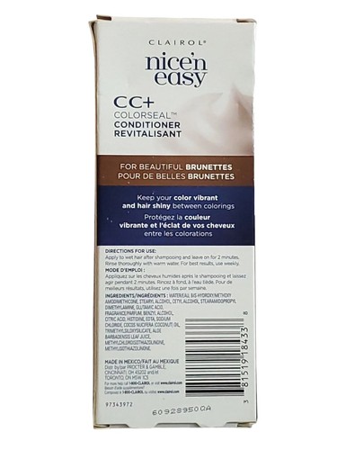 Clairol Nice 'n Easy CC+ Colorseal CONDITIONER ~ FOR BRILLIANT BRUNETTES - Picture 3 of 5
