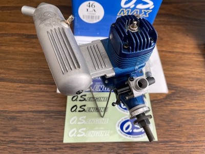 New In Box ''OS MAX 46 LA'' Model Airplane Engine with Muffler